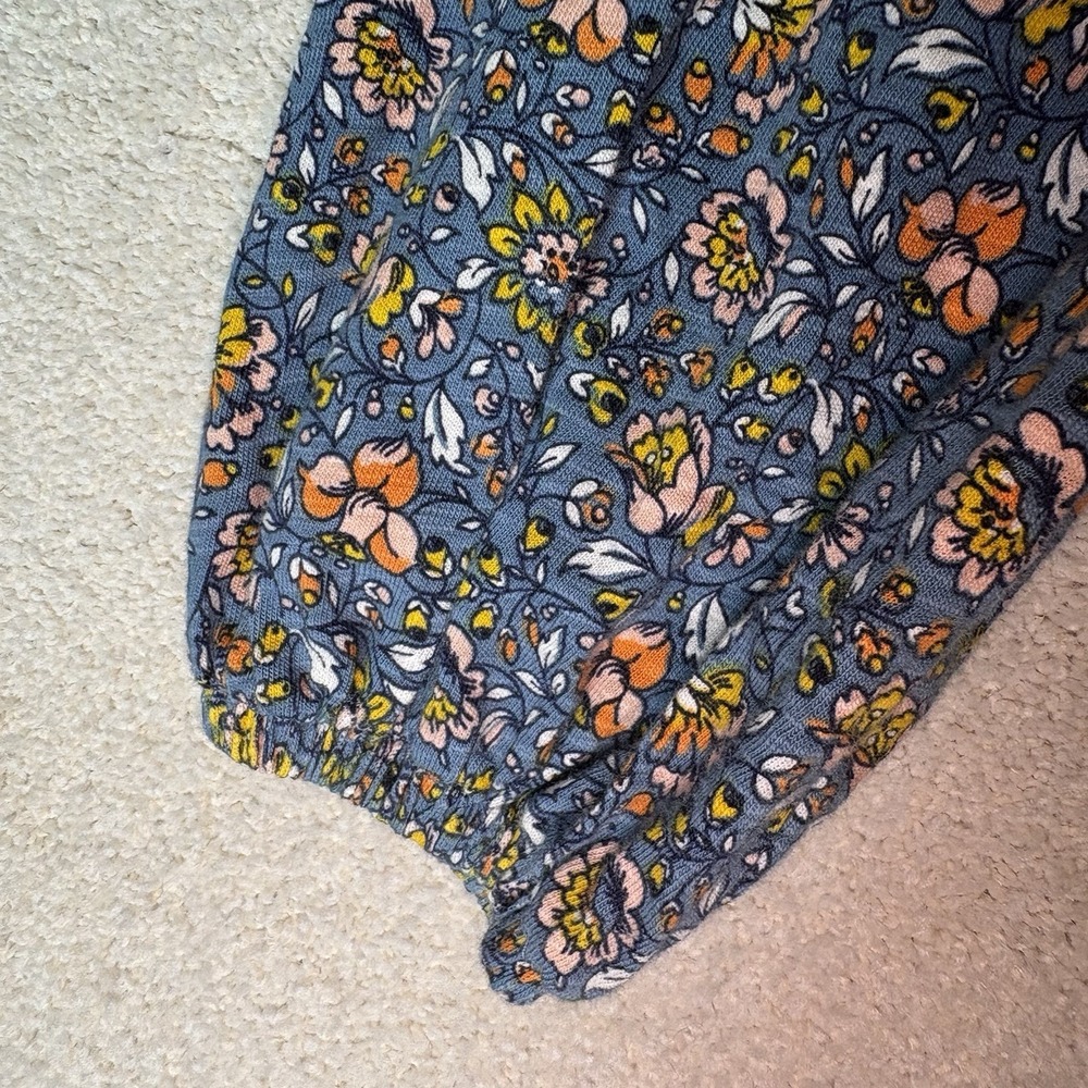 Boden Jersey Shirt Mini Dress Women's 4P Blue Floral Long Sleeve Pockets Buttons - Picture 8 of 11